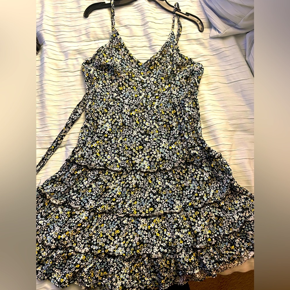 Large mini navy blue sundress with yellow and white flowers. Never worn.